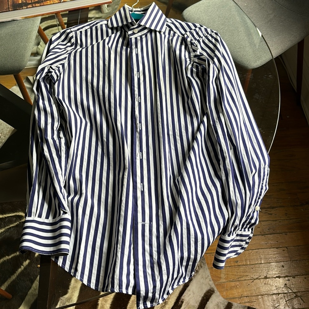 Egyptian cotton purple butcher stripe dress shirt